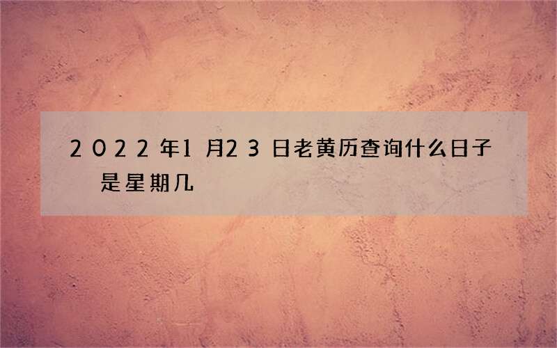 2022年1月23日老黄历查询什么日子 是星期几
